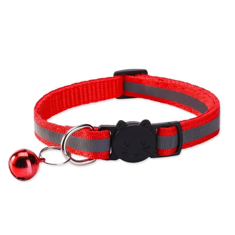 Collar de Seguridad Reflectante Antiahogamiento para Gatos y Cachorros - Collar Ajustable con Hebilla de Zafra, Cascabel Colorido