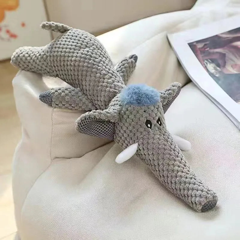Juguete Mordedor de Peluche Reforzado Forma de Hueso con Cuerda de Algodón y Sonido – Juguete Interactivo Anti-Desgarro y Resistente a Mordeduras para Limpieza Dental de Perros y Gatos
