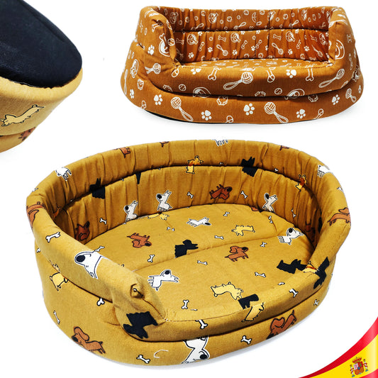 Cama Sofá Acolchada de Espuma para Perros y Gatos - Colchón Protector Antifrío con Bordes Elevados, Lavable y Disponible en Varias Tallas (S a XL)