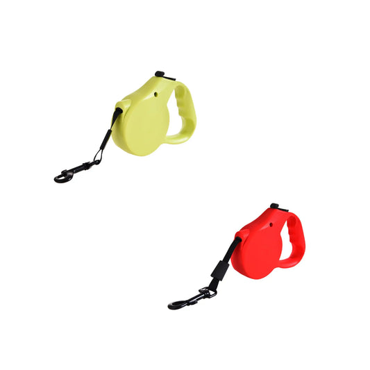 Correa Extensible para Perros Cofan Modelo Kira - 5 Metros de Longitud, Empuñadura Ergonomía Antideslizante y Resistencia de hasta 50 kg (Rojo/Verde)