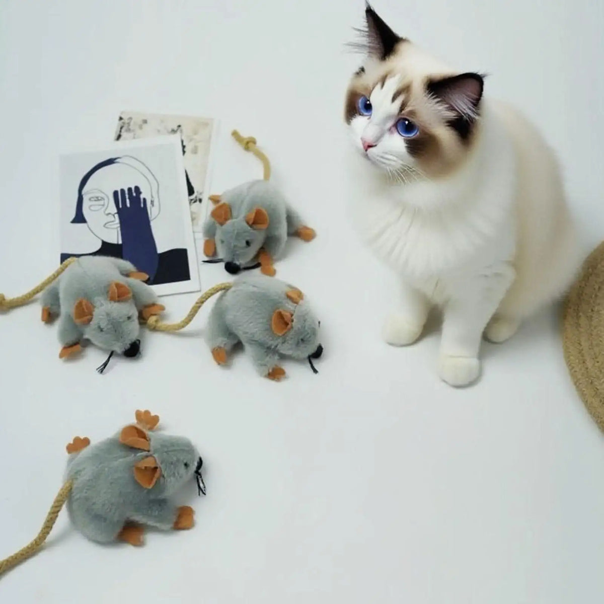 Juguete Interactivo Ratón de Peluche para Gatos – Movimiento Realista de Cola y Sonido para Estimulación de Caza e Interiores
