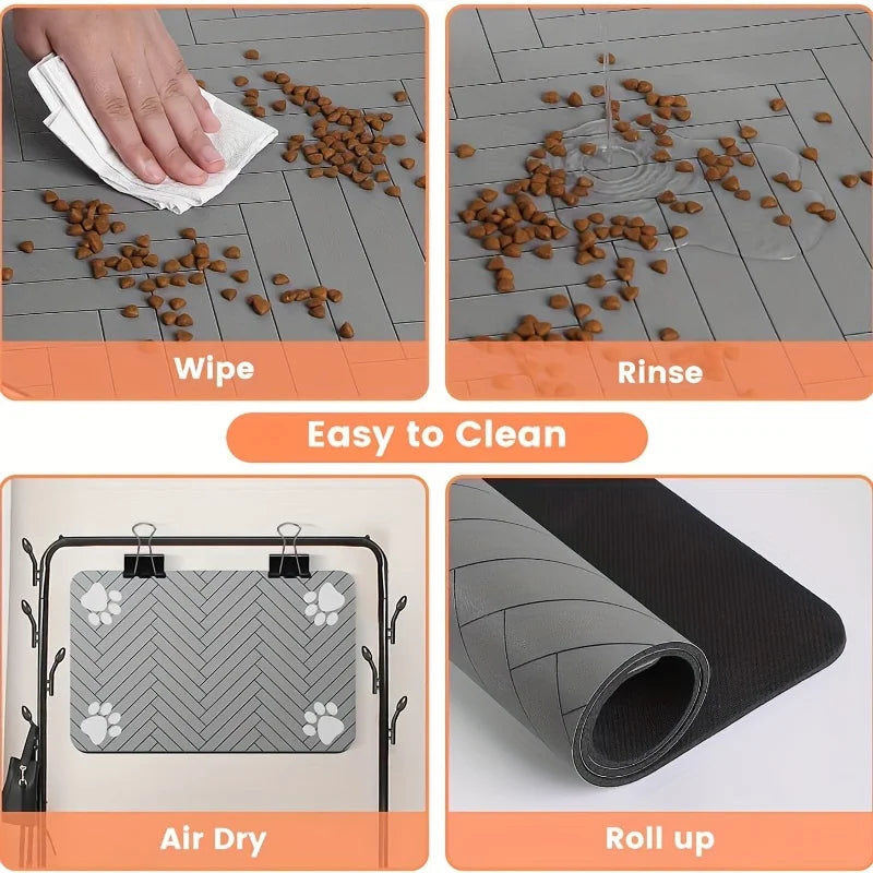 Alfombrilla Impermeable para Comederos de Perros - Bandeja de Alimentación Antideslizante y Resistente en Tallas S/M para Mascotas Comelonas, Tapete Absorbente Duradero