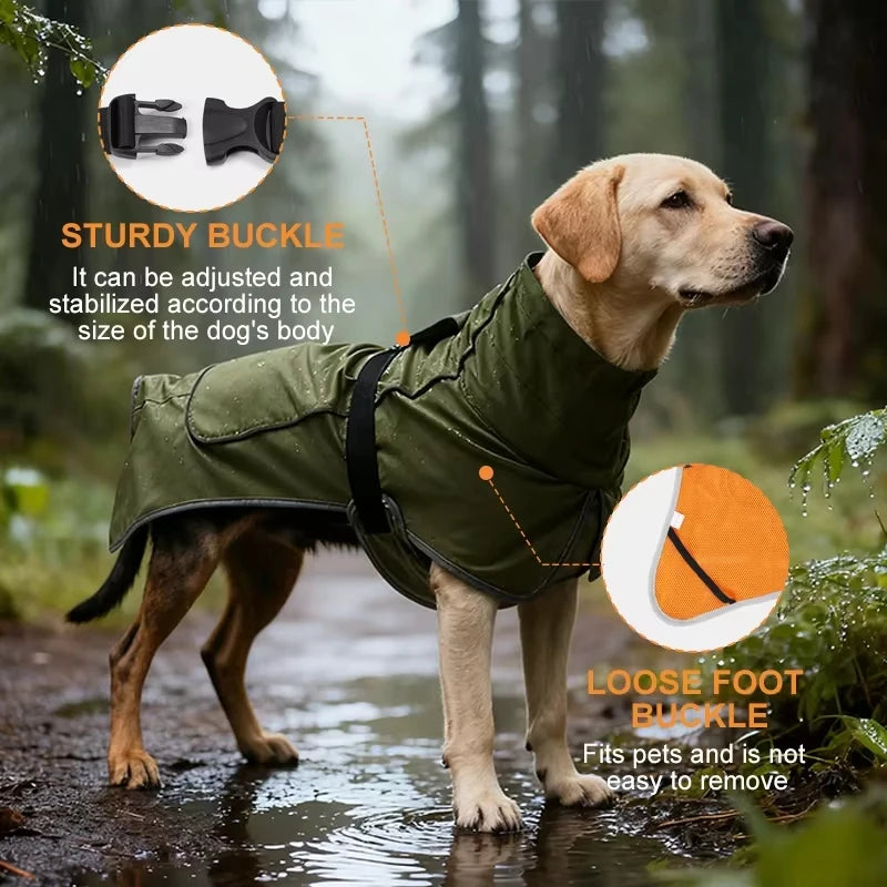 Chubasquero Impermeable Ajustable para Perros con Tira Reflectante – Impermeable de Poliéster con Cierre de Botones para Días de Lluvia