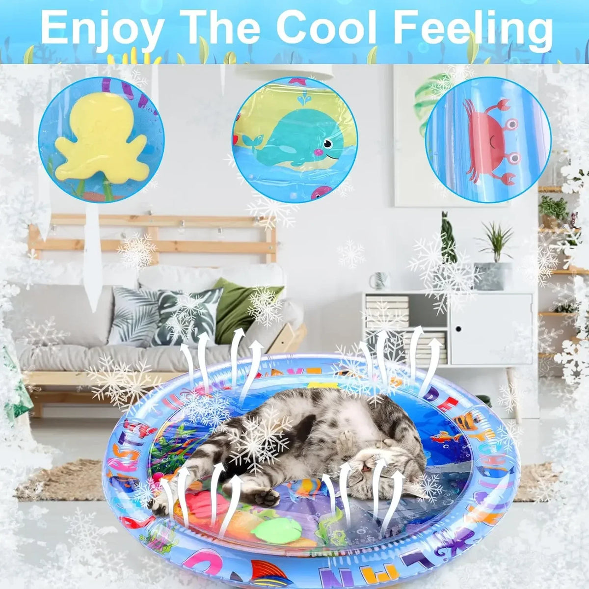 Alfombra Sensorial de Agua y Enfriamiento Reforzada para Gatos y Perros – Tapete Refrescante Interactivo para Juego Autónomo y Actividades de Verano