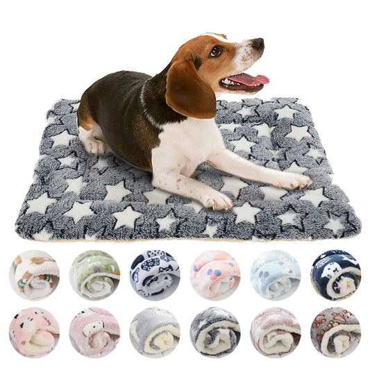 Cama Colchón y Manta de Franela Suave para Perros y Gatos - Cojín Acolchado Cálido para Cachorros y Mascotas Medianas o Grandes (Ideal para Invierno)