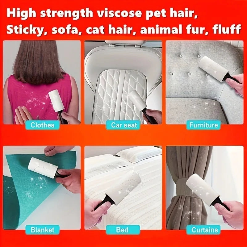 Rodillo Quita Pelos y Pelusas Adhesivo para Mascotas – Rodillo Desechable de 60 Hojas Extra Adherentes para Ropa, Sofás y Tapicería