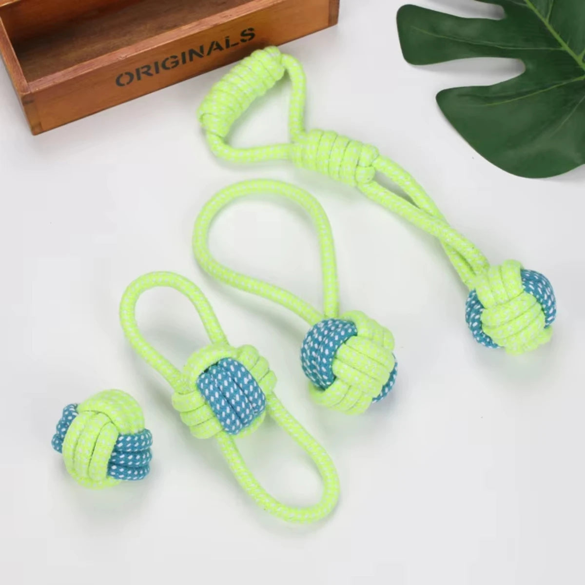 Juguete Mordedor de Cuerda de Algodón con Pelota para Perros – Cuerda Interactiva Limpiadentadura para Juego de Tirón y Masticación (Cachorros y Adultos)