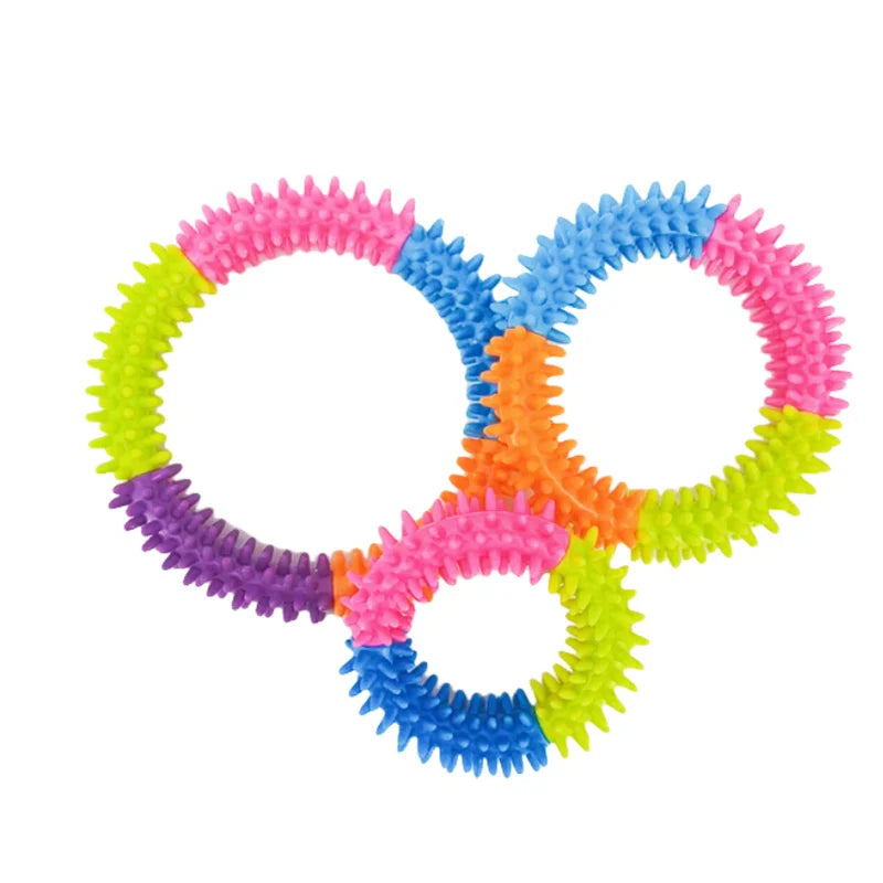 Anillo Anillo Disco Volador y Mordedor con Púas para Perros y Gatos – Juguete Interactivo de Entrenamiento y Limpiador Molar de Goma