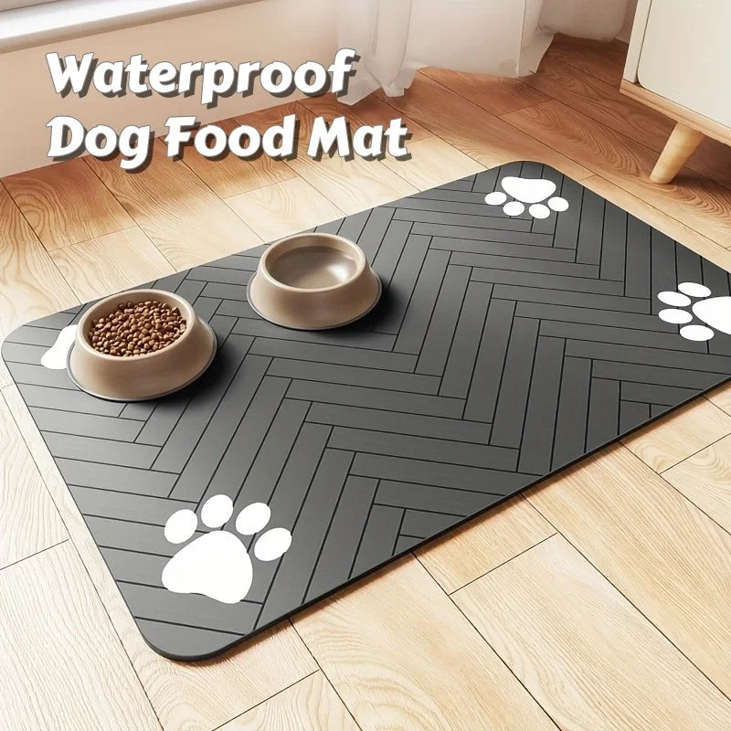 Alfombrilla Impermeable para Comederos de Perros - Bandeja de Alimentación Antideslizante y Resistente en Tallas S/M para Mascotas Comelonas, Tapete Absorbente Duradero