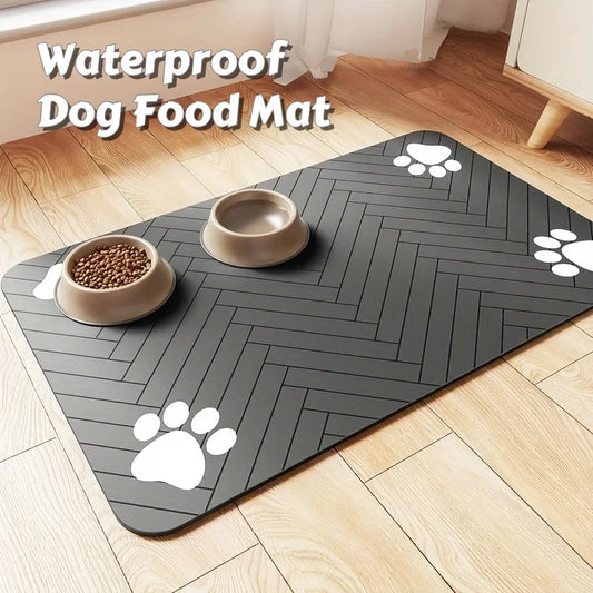 Alfombrilla Impermeable para Comederos de Perros - Bandeja de Alimentación Antideslizante y Resistente en Tallas S/M para Mascotas Comelonas, Tapete Absorbente Duradero