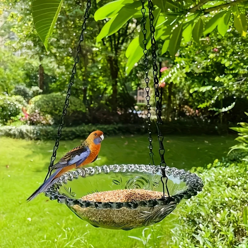 Comedero y Bebedero Colgante para Pájaros de Jardín – Bandeja Multiusos de Exterior y Soporte Decorativo