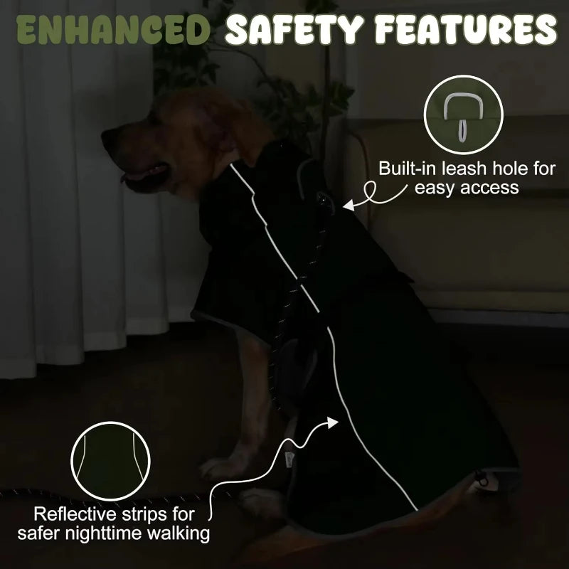Chubasquero Impermeable Ajustable para Perros con Tira Reflectante – Impermeable de Poliéster con Cierre de Botones para Días de Lluvia