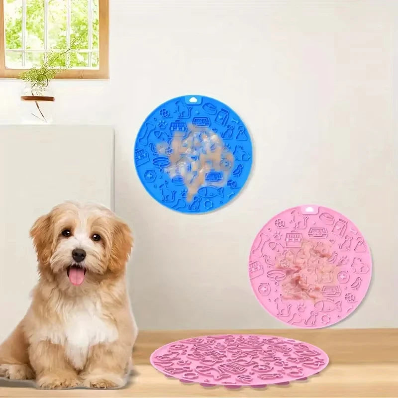 Alfombra de Silicona Antideslizante y Lick Mat Cuadrado para Perros y Gatos – Comedero Lento para Comida Húmeda y Seca, Tapete Protector Impermeable para Agua y Alimento