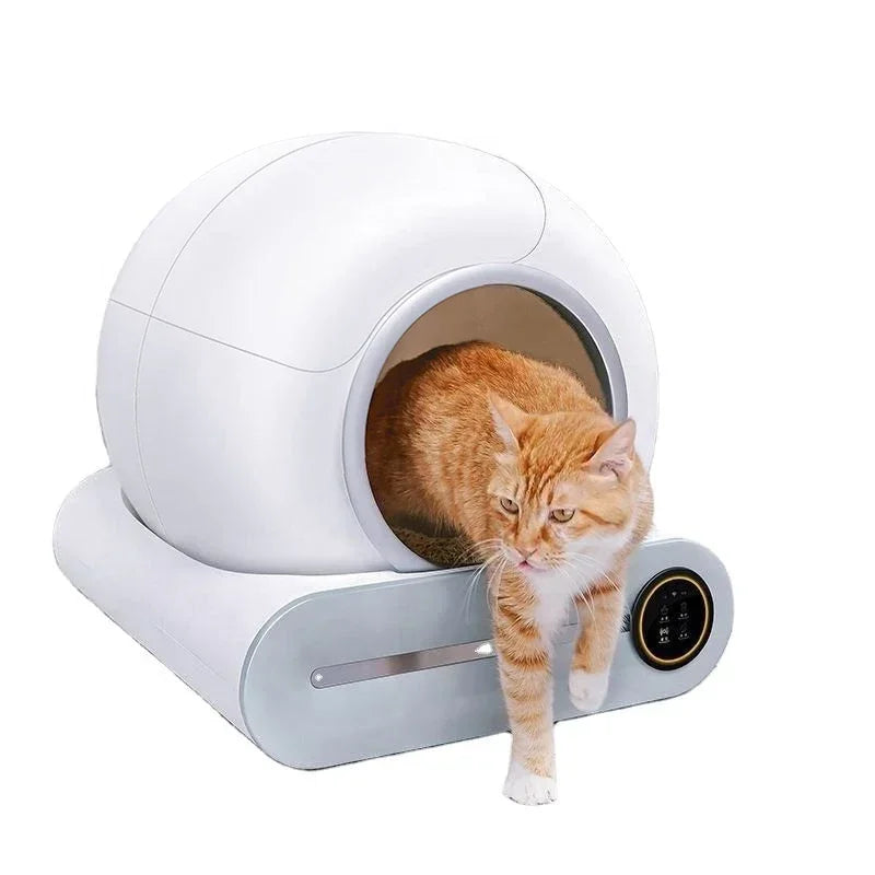 Arenero Inteligente Automático para Gatos - Gran Capacidad, Control Remoto por App, Diseño Semiabierto y Autolimpieza Avanzada para el Hogar