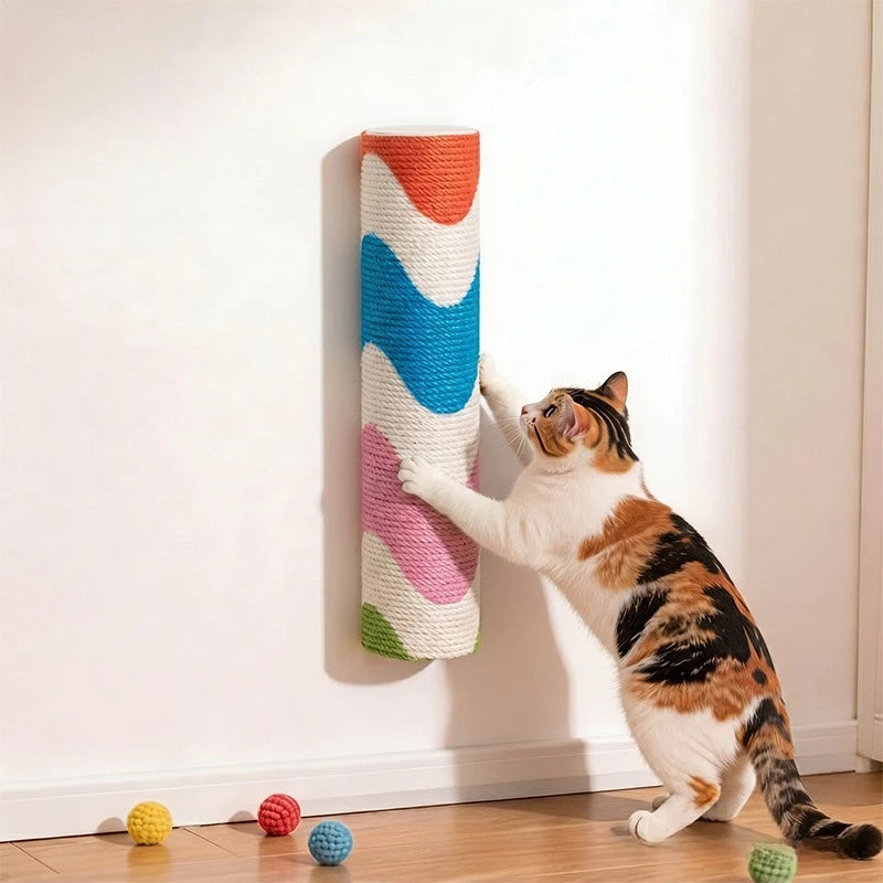 Rascador Autoadhesivo de Pared para Gatos - Panel Vertical Anticaída con Adhesivo Protector y Juguete Interactivo para Superficies