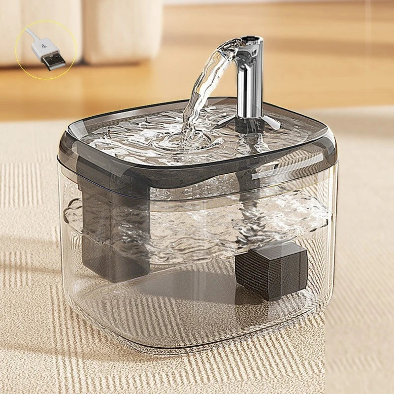Fuente de Agua Automática Transparente para Mascotas (1,5 L) – Bebedero