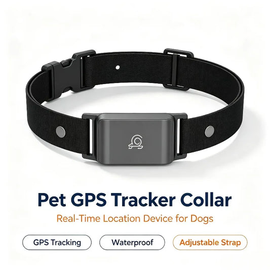 Collar GPS en Tiempo Real para Perros - Localizador Global Impermeable con Correa de Nylon Resistente para Uso en Exteriores