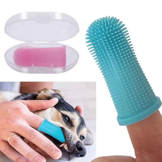 Cepillo de Dientes de Silicona para Dedos de Perros y Gatos – Limpiador Bucal de Silicona No Tóxica para Sarro, Placa y Mal Aliento