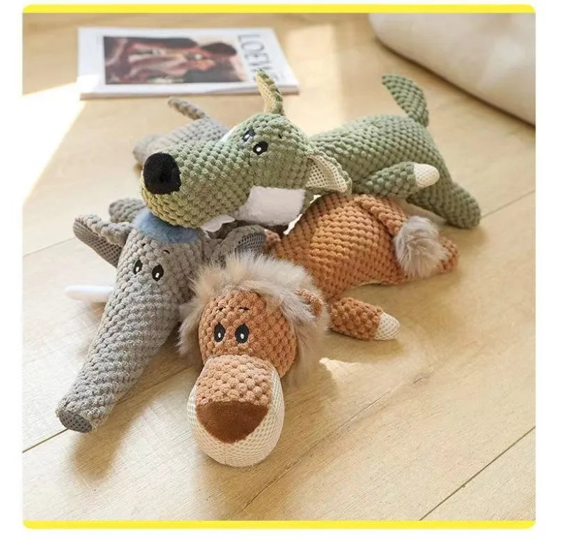 Juguete Mordedor de Peluche Reforzado Forma de Hueso con Cuerda de Algodón y Sonido – Juguete Interactivo Anti-Desgarro y Resistente a Mordeduras para Limpieza Dental de Perros y Gatos