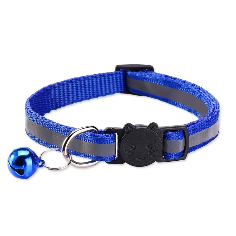 Collar de Seguridad Reflectante Antiahogamiento para Gatos y Cachorros - Collar Ajustable con Hebilla de Zafra, Cascabel Colorido