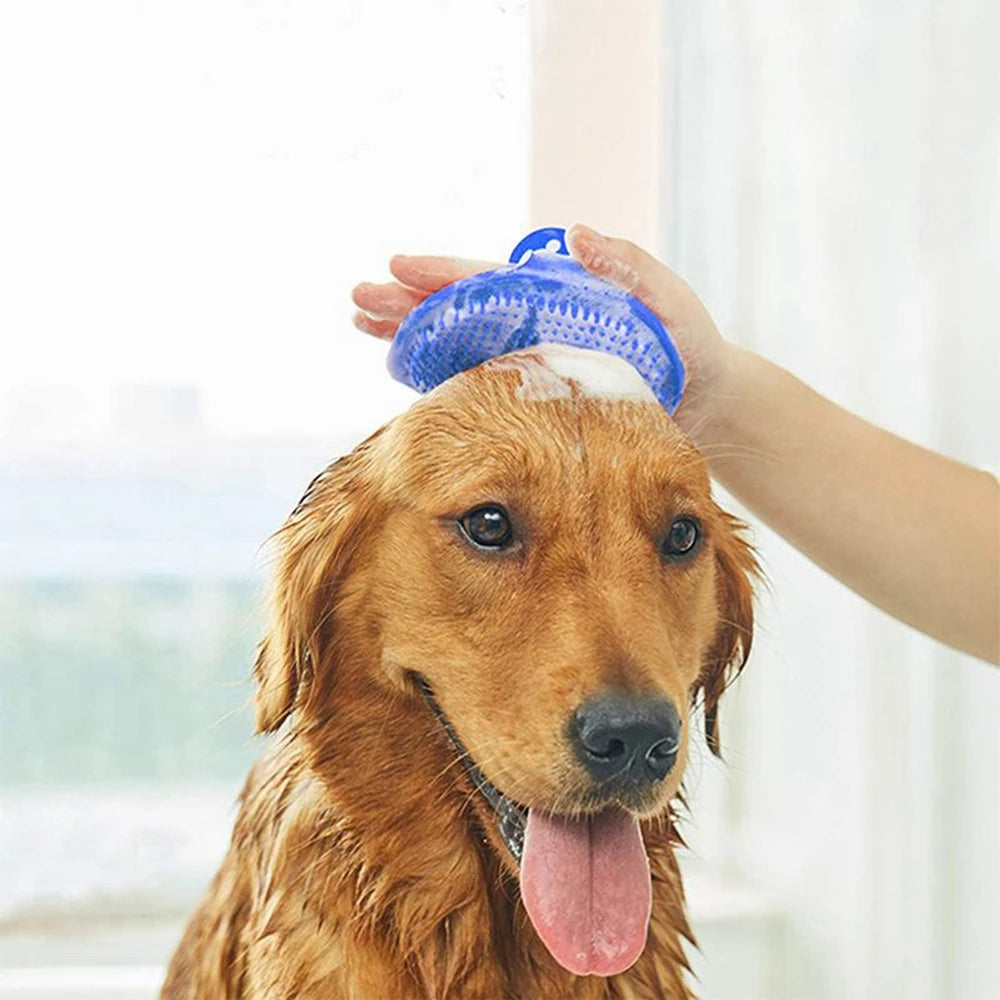 Guante Cepillo de Silicona Suave para Baño y Deslanado de Perros y Gatos – Peine Masajeador, Removedor de Pelo Suelto y Accesorio de Ducha
