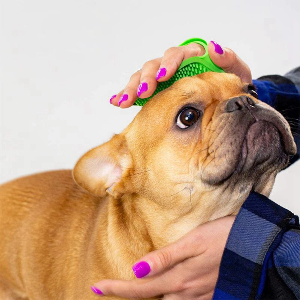 Guante Cepillo de Silicona Suave para Baño y Deslanado de Perros y Gatos – Peine Masajeador, Removedor de Pelo Suelto y Accesorio de Ducha