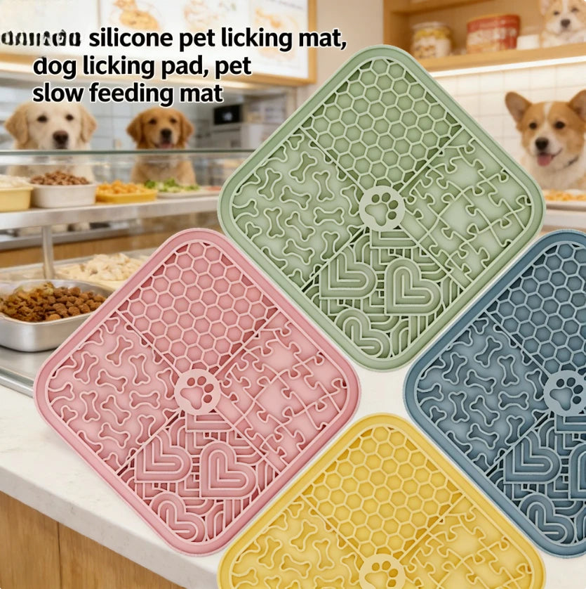 Alfombra de Silicona de Alimentación Lenta para Perros y Gatos – Lick Mat Anti ansiedad, Antideslizante y Relajante para Baño, Cuidado y Premios