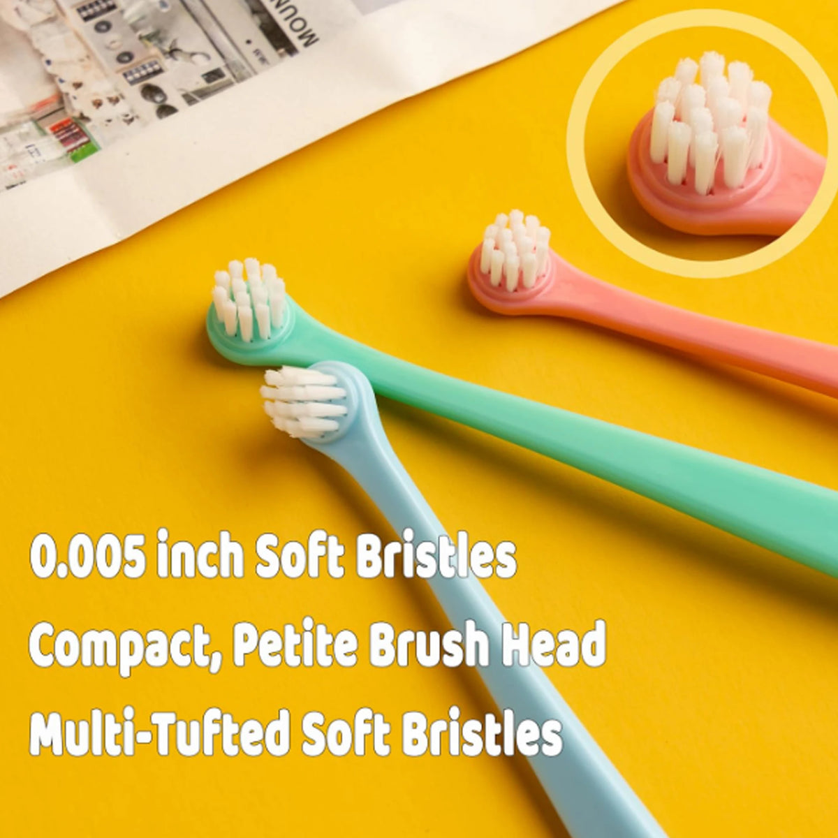 Set de 3 Cepillos de Dientes para Mascotas con Cerdas Suaves – Higiene Dental para Perros Pequeños, Medianos, Grandes y Gatos
