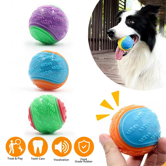 Pelota de Juguete Interactiva con Sonido para Perros – Pelota de TPR Suave y Resistente a Mordeduras para Limpieza Dental y Anti ansiedad