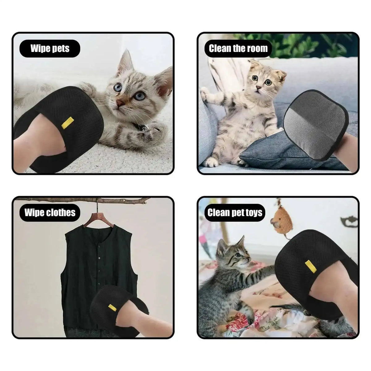 Guante Removedor de Pelo de Mascotas Reutilizable y Electrostático – Guante Doble Cara para Peinado, Alfombras, Muebles y Ropa
