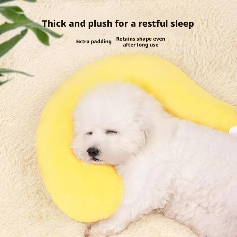 Almohada Cervical en Forma de U para Perros y Gatos – Cojín Ergonómico y Suave de Descanso Profundo para Cachorros y Gatitos