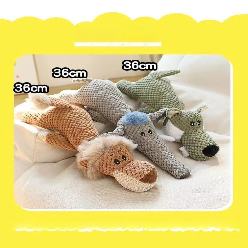 Juguete Mordedor de Peluche Reforzado Forma de Hueso con Cuerda de Algodón y Sonido – Juguete Interactivo Anti-Desgarro y Resistente a Mordeduras para Limpieza Dental de Perros y Gatos