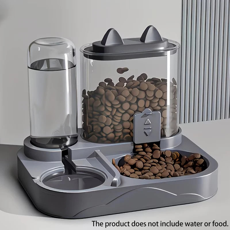 Dispensador 2 en 1 de Agua y Comida para Mascotas - Comedero Doble con Separación Seco/Húmedo, Depósito Transparente y Diseño Antivuelco para Viajes (Perros y Gatos)