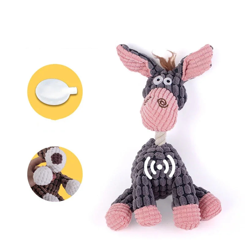 Juguete de Peluche Interactivo para Mascotas con Forma de Animal – Mordedor Limpiador Dental Antiansiedad para Perros y Gatos