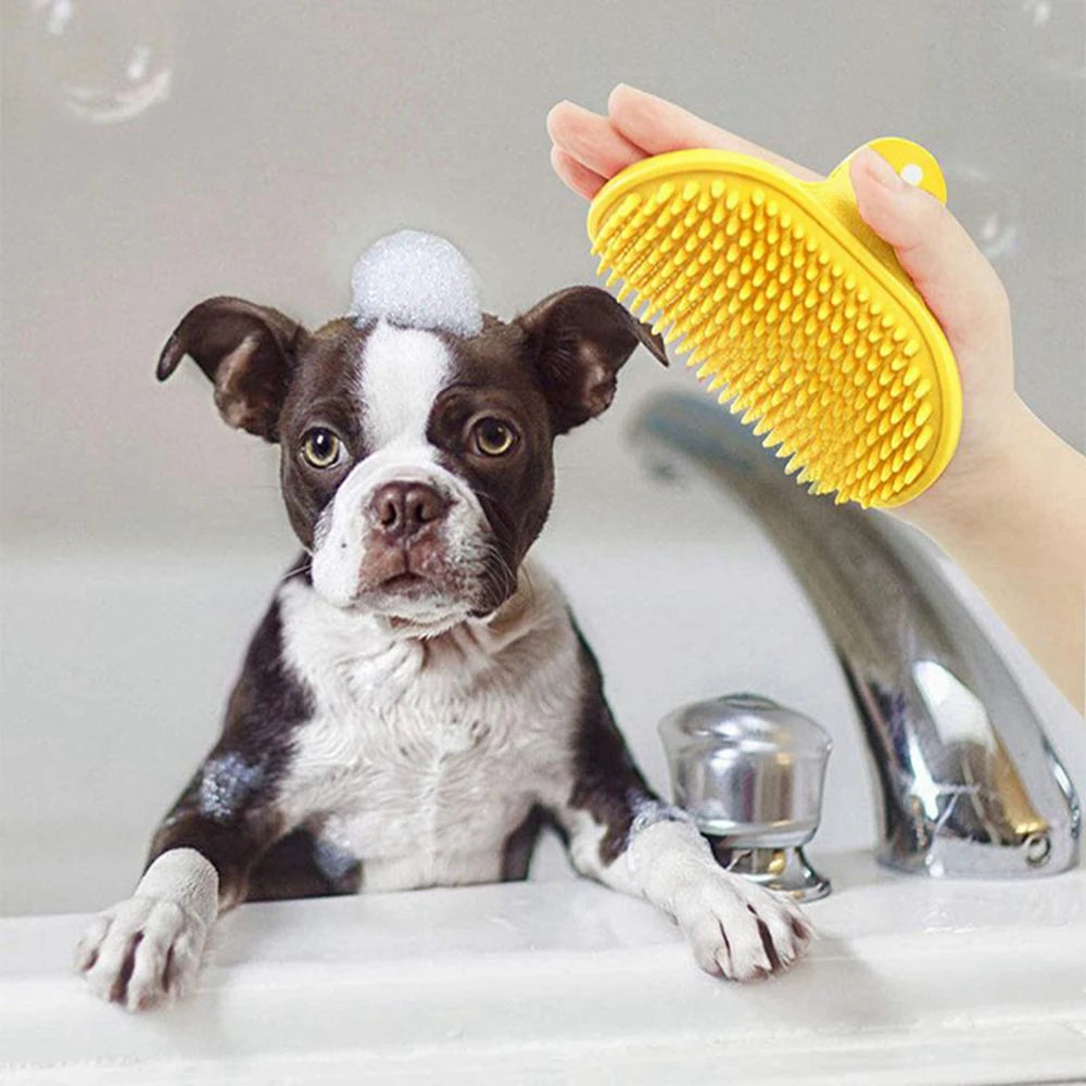 Guante Cepillo de Silicona Suave para Baño y Deslanado de Perros y Gatos – Peine Masajeador, Removedor de Pelo Suelto y Accesorio de Ducha