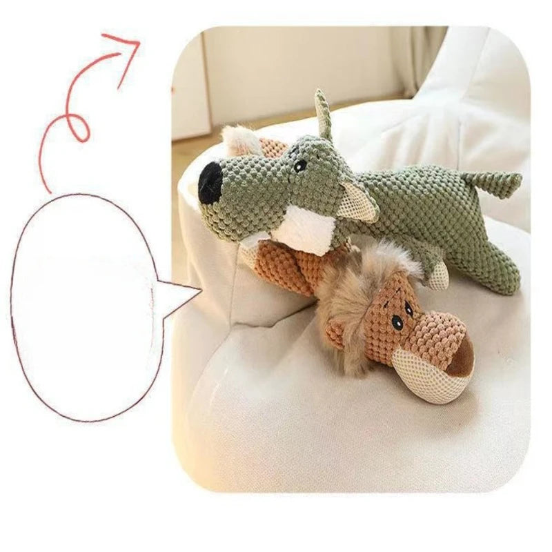 Juguete Mordedor de Peluche Reforzado Forma de Hueso con Cuerda de Algodón y Sonido – Juguete Interactivo Anti-Desgarro y Resistente a Mordeduras para Limpieza Dental de Perros y Gatos