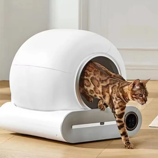 Arenero Inteligente Automático para Gatos - Gran Capacidad, Control Remoto por App, Diseño Semiabierto y Autolimpieza Avanzada para el Hogar