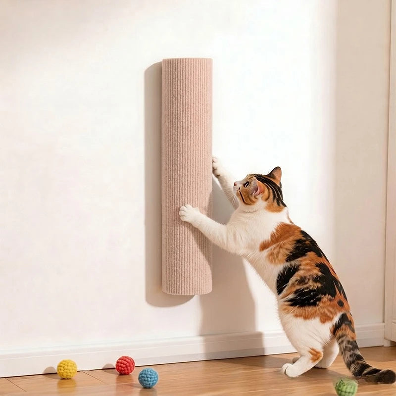 Rascador Autoadhesivo de Pared para Gatos - Panel Vertical Anticaída con Adhesivo Protector y Juguete Interactivo para Superficies