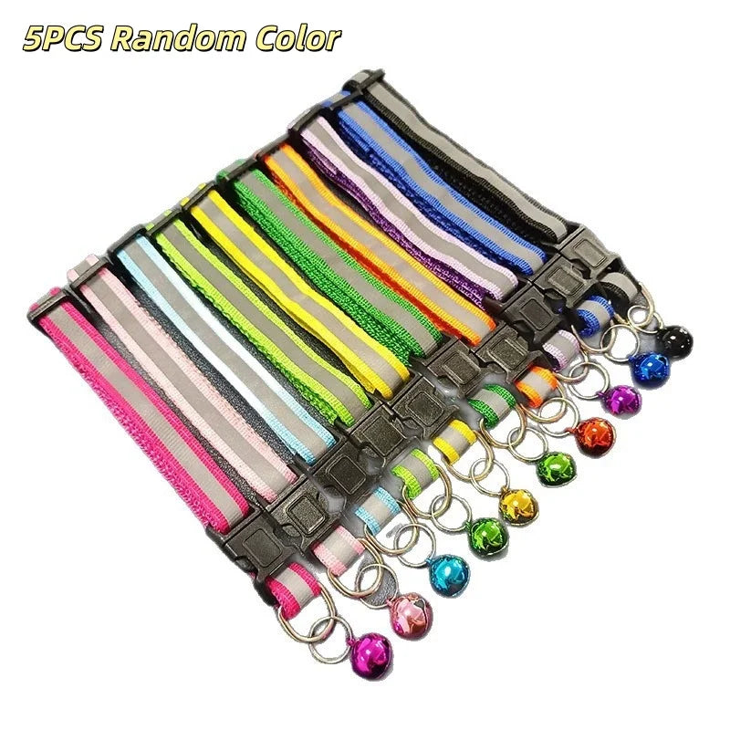 Collar de Seguridad Reflectante Antiahogamiento para Gatos y Cachorros - Collar Ajustable con Hebilla de Zafra, Cascabel Colorido