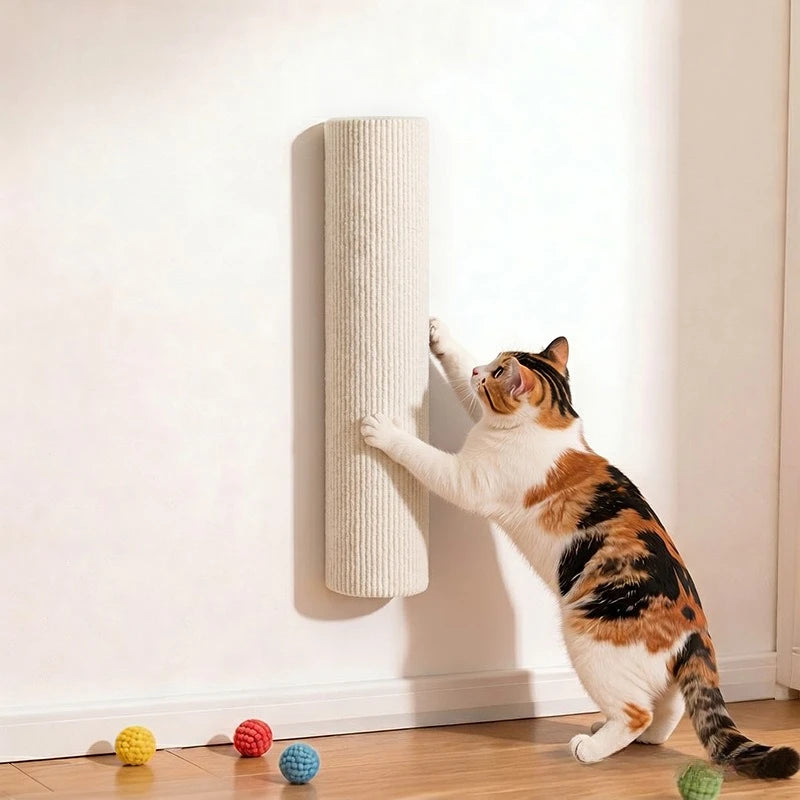 Rascador Autoadhesivo de Pared para Gatos - Panel Vertical Anticaída con Adhesivo Protector y Juguete Interactivo para Superficies