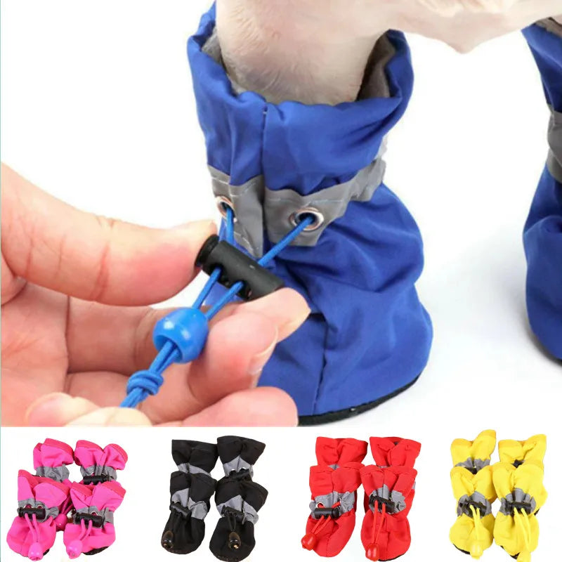 Set de 4 Botas Impermeables y Antideslizantes para Perros y Gatos – Zapatos de Lluvia y Protectores de Patas para Cachorros y Razas Pequeñas