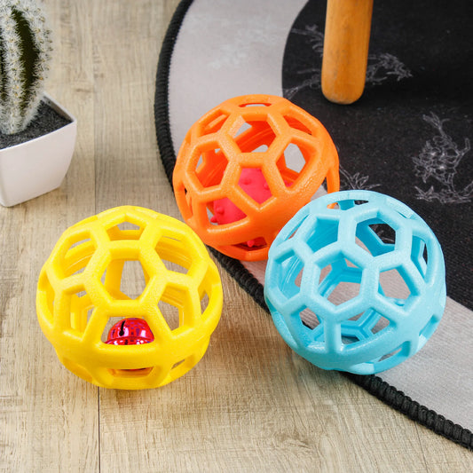 Pelota Interactiva Hueca Molar de TPR para Perros – Juguete Mordedor Geométrico Ultra Resistente para Masticación, Limpieza Dental y Cachorros