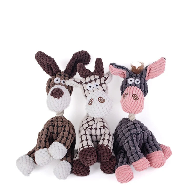 Juguete de Peluche Interactivo para Mascotas con Forma de Animal – Mordedor Limpiador Dental Antiansiedad para Perros y Gatos
