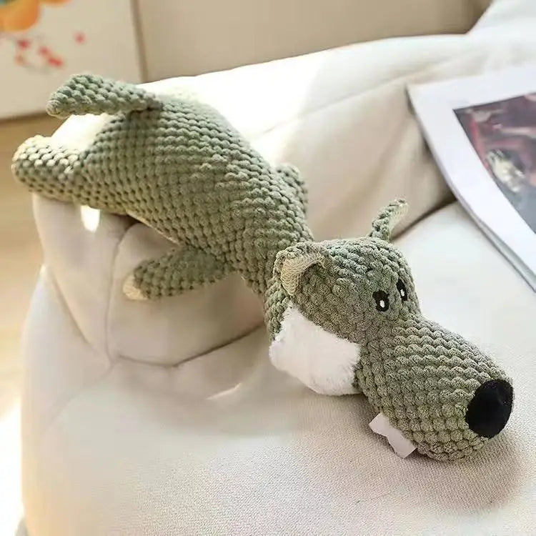 Juguete Mordedor de Peluche Reforzado Forma de Hueso con Cuerda de Algodón y Sonido – Juguete Interactivo Anti-Desgarro y Resistente a Mordeduras para Limpieza Dental de Perros y Gatos