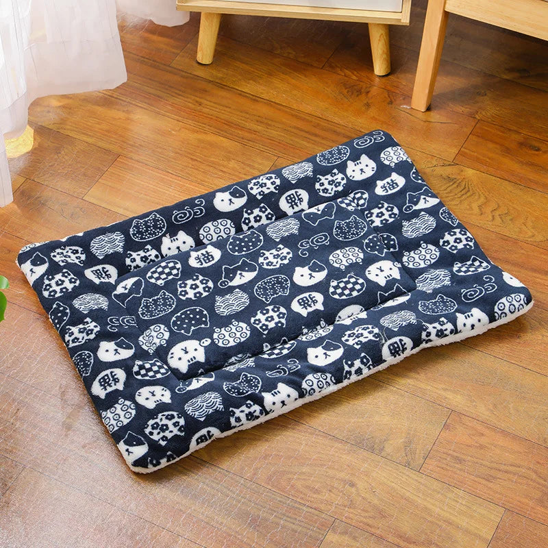 Cama Colchón y Manta de Franela Suave para Perros y Gatos - Cojín Acolchado Cálido para Cachorros y Mascotas Medianas o Grandes (Ideal para Invierno)