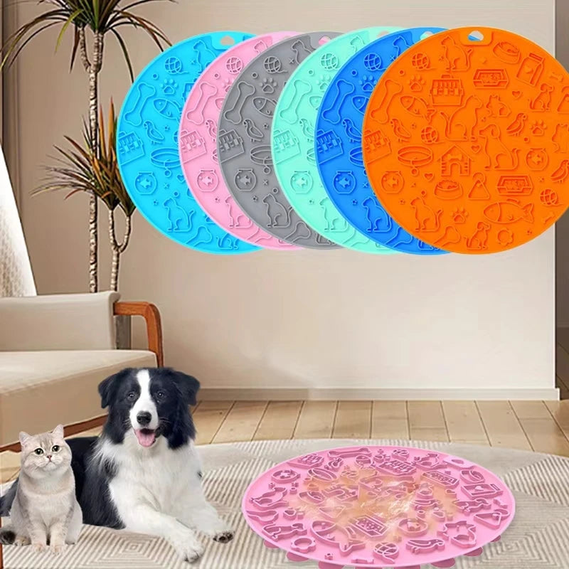 Alfombra de Silicona Antideslizante y Lick Mat Cuadrado para Perros y Gatos – Comedero Lento para Comida Húmeda y Seca, Tapete Protector Impermeable para Agua y Alimento