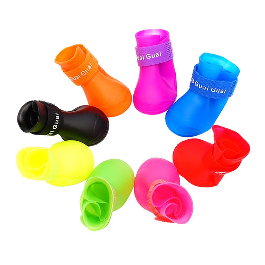 Botas de Silicona Impermeables y Antideslizantes para Perros y Gatos – Zapatos de Lluvia de Suela Suave Anti-Suciedad para Razas Pequeñas