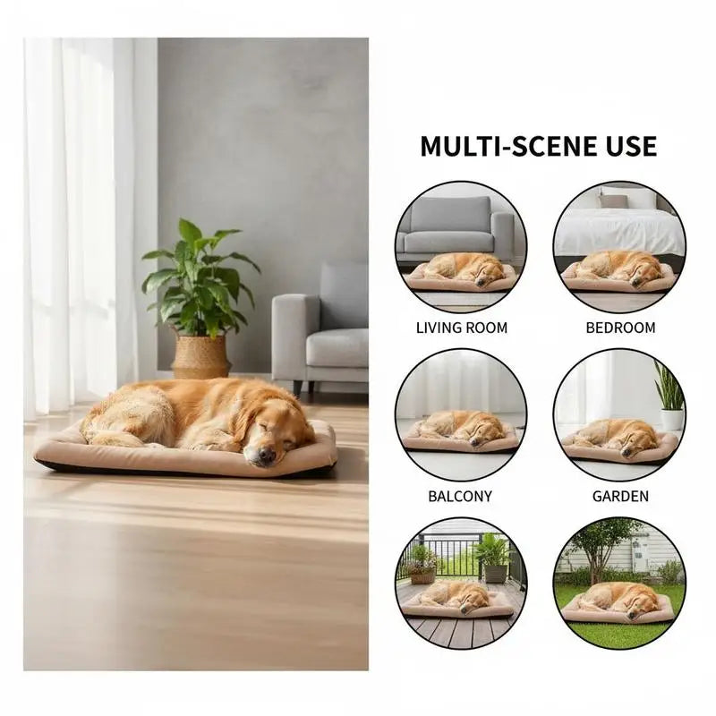 Cama Rectangular Extragrande para Perros Grandes (Talla XL) - Colchón de Suelo Mullido y Confortable en Color Beige para Jaulas y Estancias de Interior