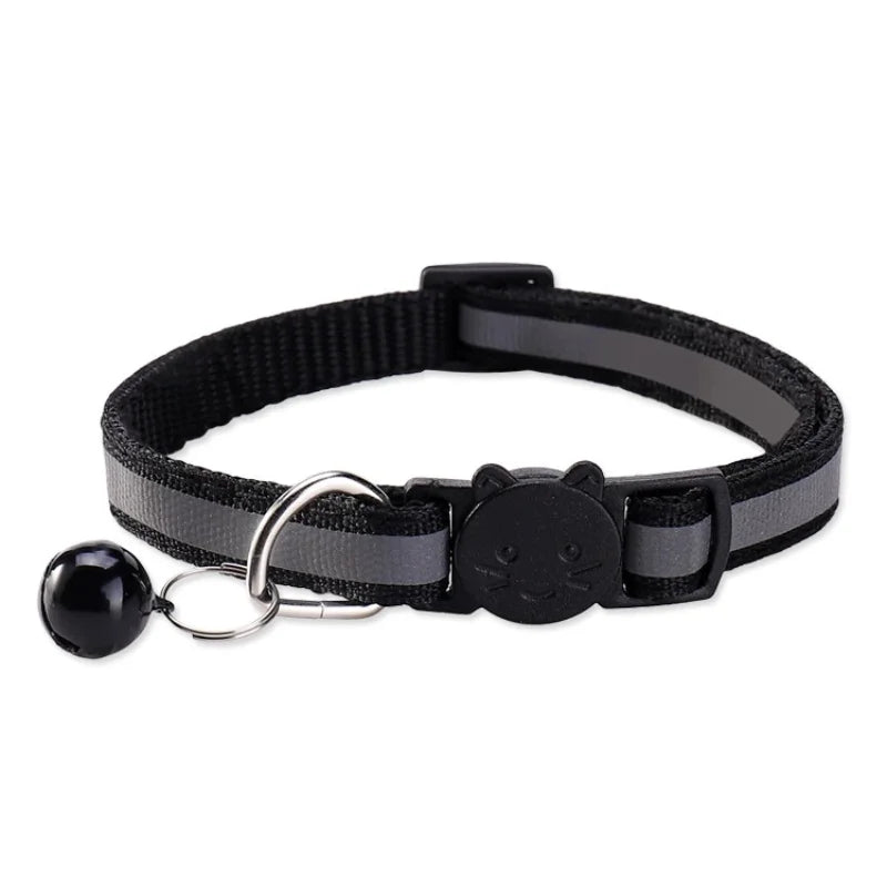 Collar de Seguridad Reflectante Antiahogamiento para Gatos y Cachorros - Collar Ajustable con Hebilla de Zafra, Cascabel Colorido