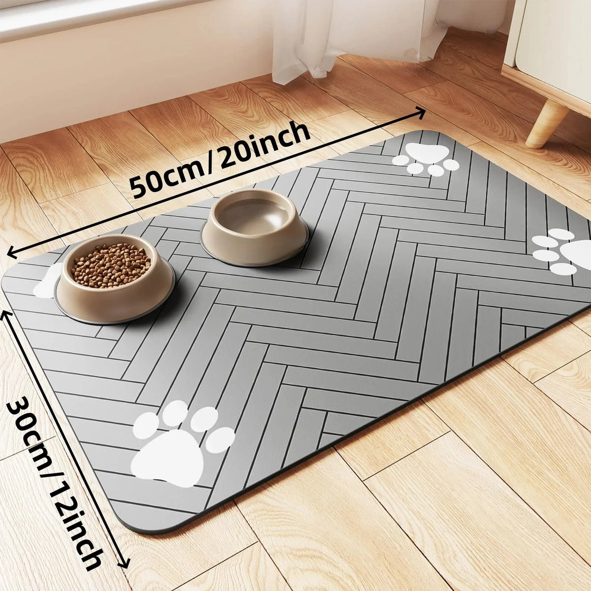 Alfombrilla Impermeable para Comederos de Perros - Bandeja de Alimentación Antideslizante y Resistente en Tallas S/M para Mascotas Comelonas, Tapete Absorbente Duradero